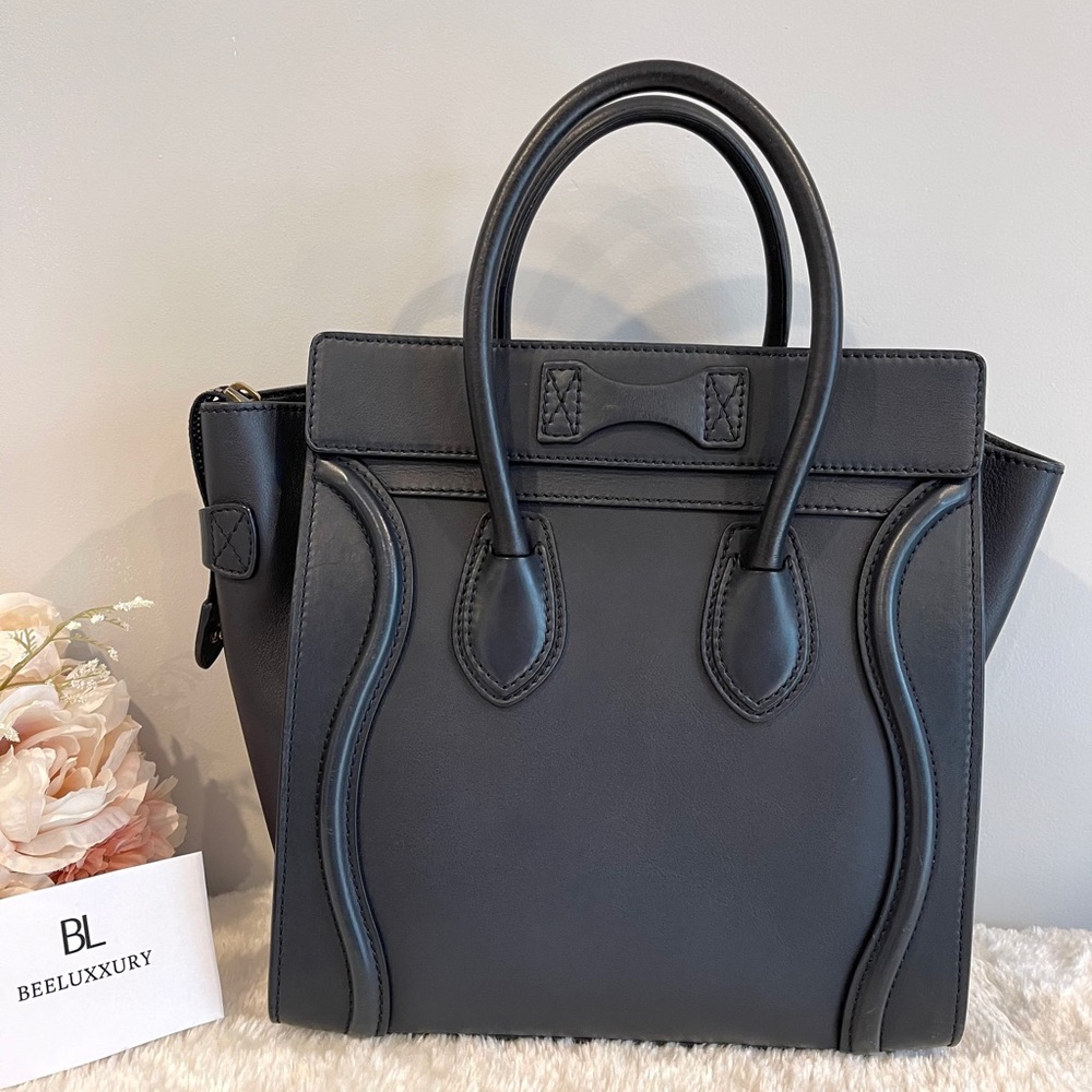 💙 Celine Micro Luggage 💙 Navy Blue GHW Tote Bag - Picture 3 of 15
